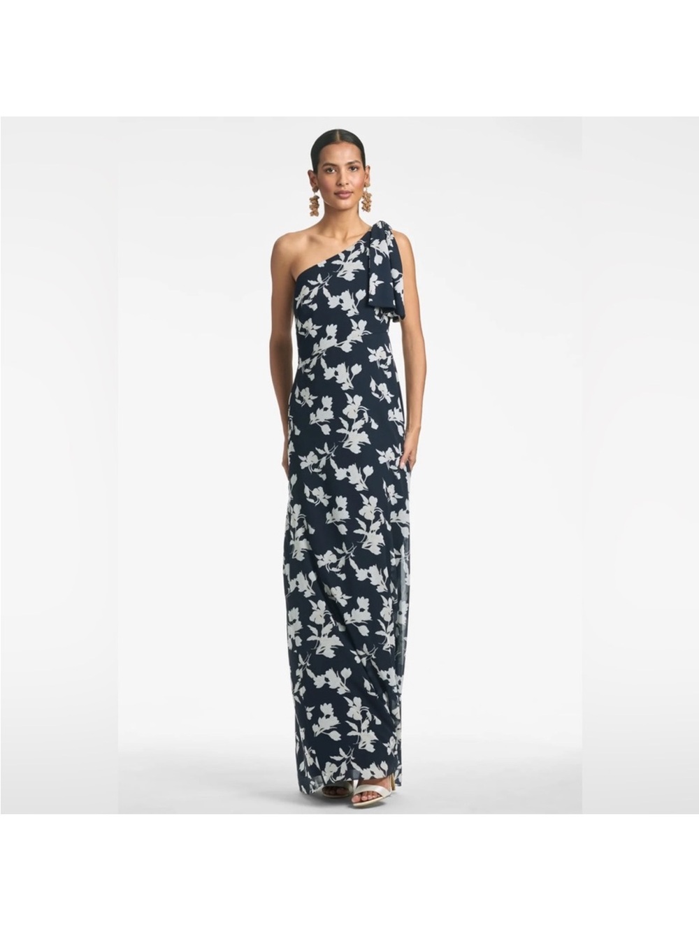 Sachin & Babi Chelsea One Shoulder Navy Venetia Petal Gown Dress Size 6